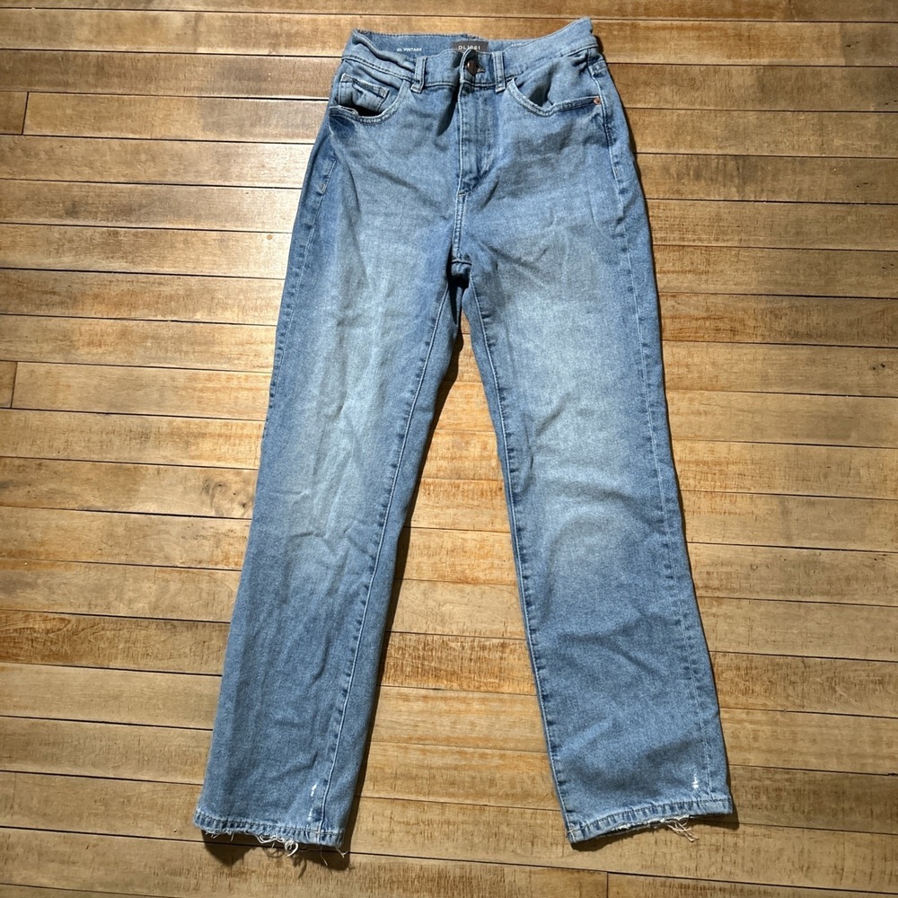 DL1961 Jeans Women's 24 Blue Patti‎ Straight High Rise Vintage Ankle Distressed